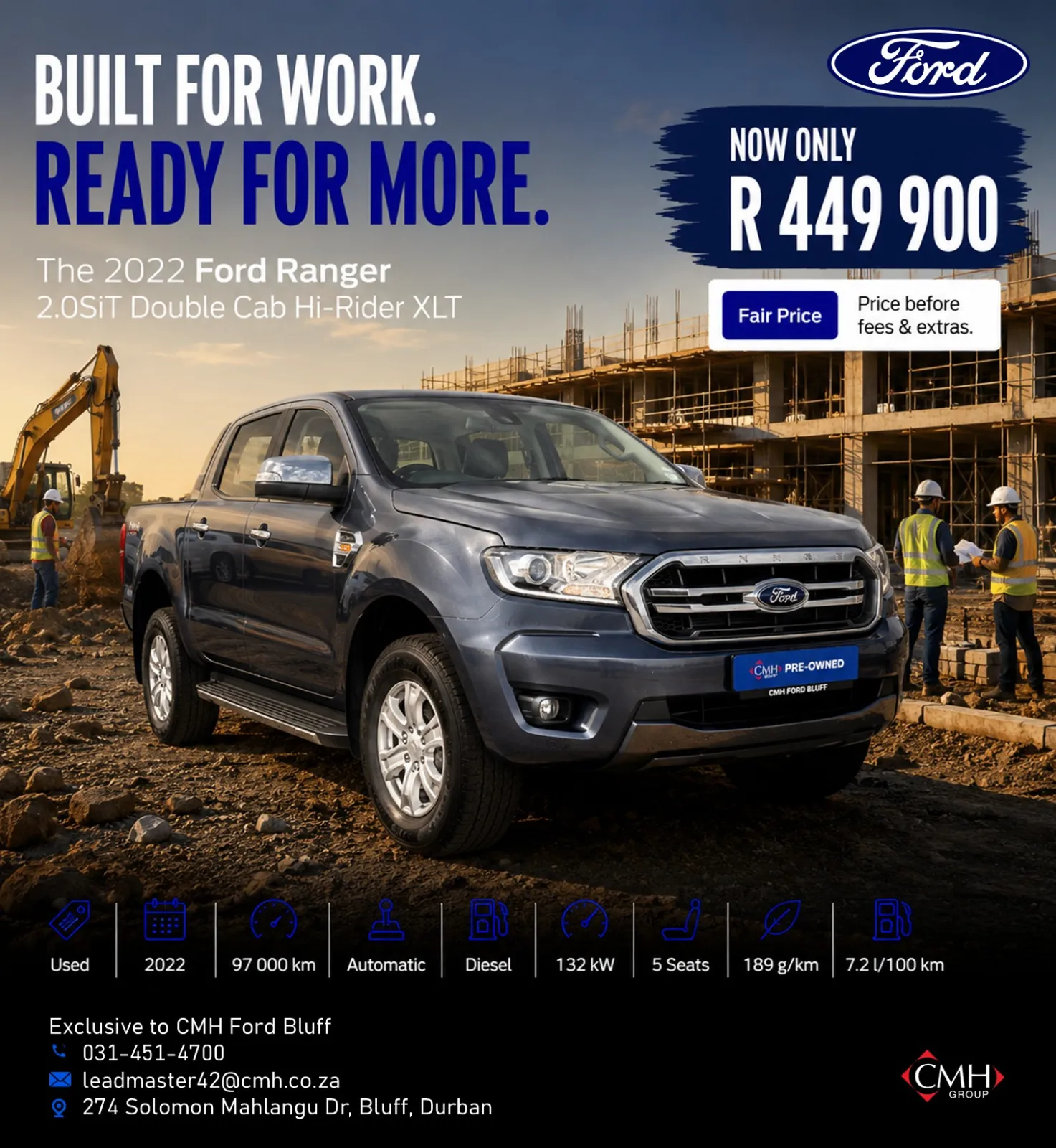 2022 Ford Ranger 2.0SiT Double Cab Hi-Rider XLT