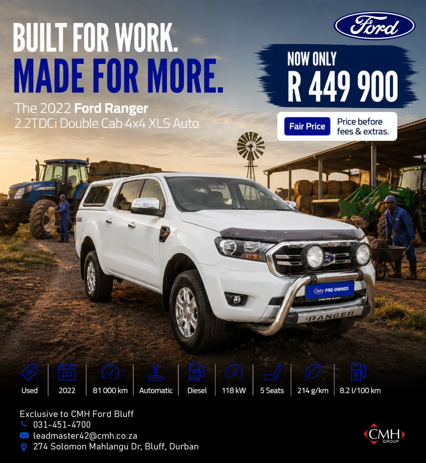 2022 Ford Ranger 2.2TDCi Double Cab 4x4 XLS Auto