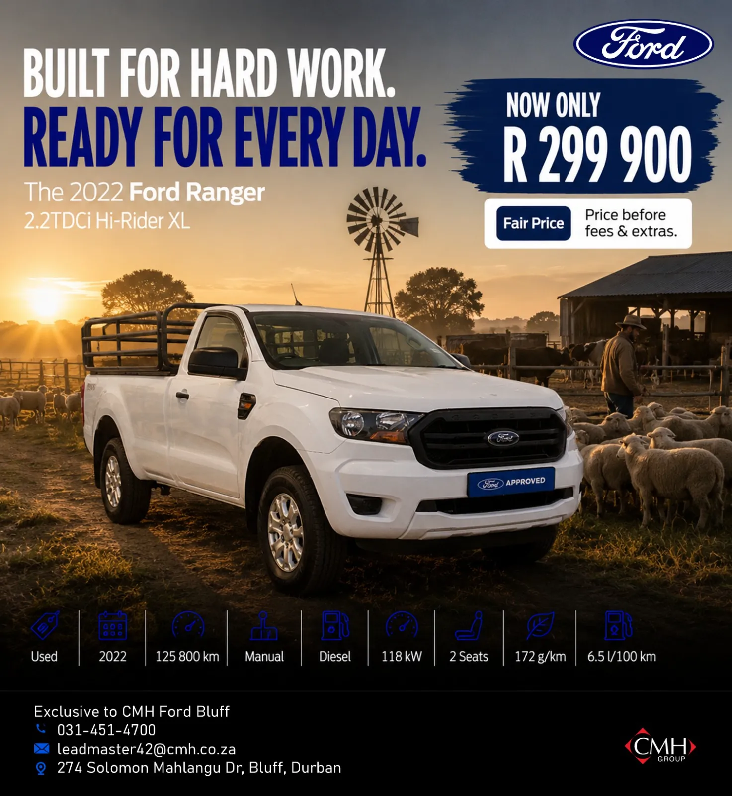 2022 Ford Ranger 2.2TDCi Hi-Rider XL