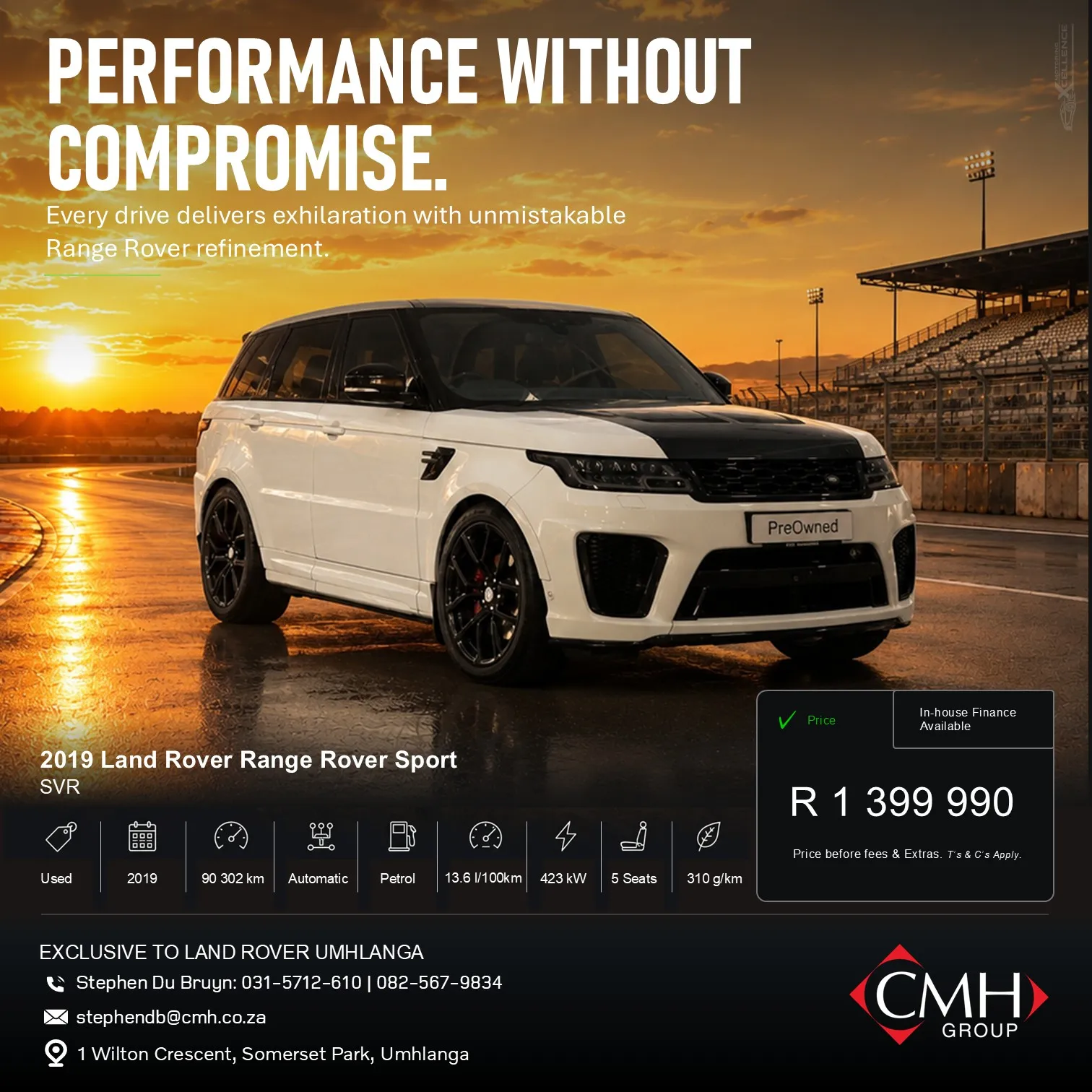 Pre-owned white SUV listing